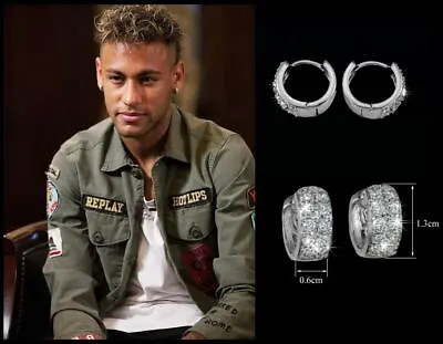 £19.95 • Buy Men’s/Boy’s: Neymar - PSG Brazil Multi-Diamond 18K White Gold Huggie Earrings