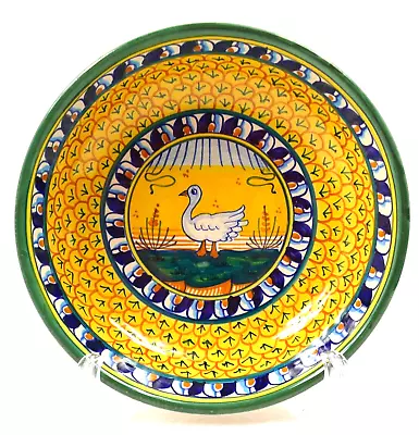 Geribi Deruta Majolica Goose 19cm 7.5  Salad/Pasta Bowl Hand Painted Italy AS-IS • $29.95