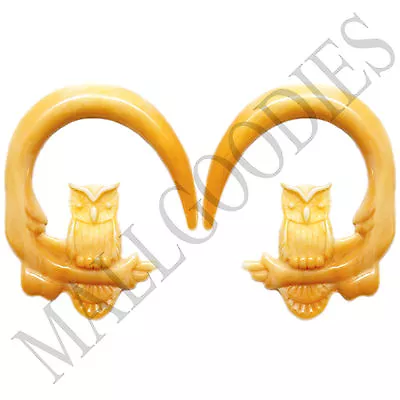 0686 Spiral Owl Taper Expander Stretcher Plugs Hoops 2G 6mm L Brown Beige Blonde • $7.95