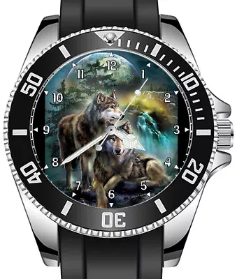 Moonlight Shadow Full-moon Wolf Art Unique Unisex Sporty Watch • $107.49