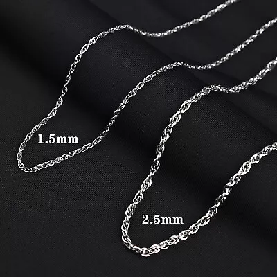 Real Solid Sterling Silver Diamond Cut Rope Chain Mens Boys Bracelet Or Necklace • $5.99