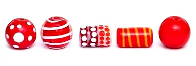 Set Of Five Stunning Lampwork Focal Beads Hand Made In The Uk Red Colour • £25