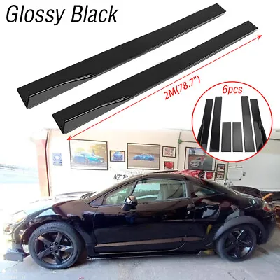 78.7'' Glossy Black Side Skirt Extension Rocker Panel Lip For Mitsubishi Eclipse • $75.11