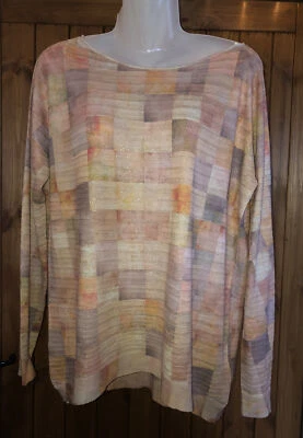 £12 • Buy Apanage Collection Patchwork Shine Stretch Peach Pink Lilac Dye Top Size 18