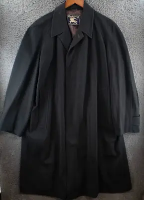 Vintage 90s Burberry Burberrys Burella Coating Car Coat Wool Black Size Large • $99.99