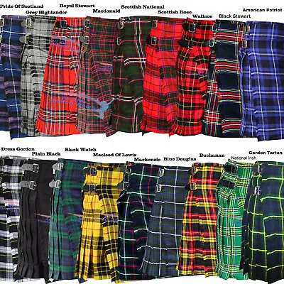 New Men's 5 Yard Scottish Kilts Tartan Kilt 13oz Highland Casual Kilt 6 Tartans • $27.98