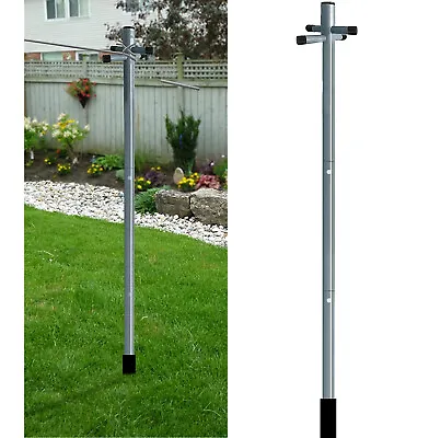 Galvanized 2.4m Washing Line Post Pole Heavy Duty Clothes Support With Socket • £18.85