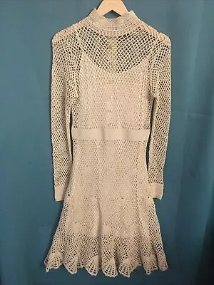 Vintage 90s/Y2K Betsey Johnson Crochet Lace Cream Off White Dress Size Medium • $105