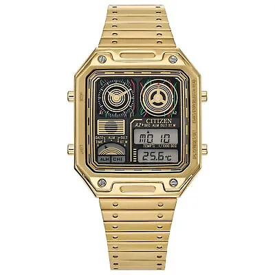 Citizen Men's Star Wars C-3PO Gold Chronograph Ana-Digi Temp Quartz Watch • $164.99