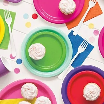 20x ROUND Paper Party Plates 7  Plain Solid Colours Tableware Events Catering • £4.99