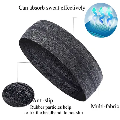 Men Women Moisture Wicking Wide Non-Slip Sports Headbands Sweatband Gym Workout • $4.88