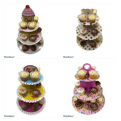 3 Tier Cupcake Stand Muffin Holder Xmas Christmas Birthday Kids Party Tree Rack • £6.99