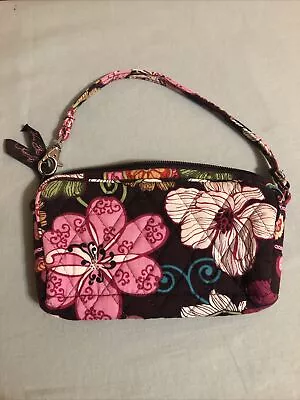 VERA BRADLEY Mod Bag Floral Small Purse Brown Pink 7 X4  Glasses Or Phone Makeup • $12.99