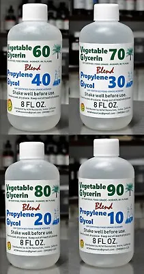 8 Oz Blends Vg Pg Vegetable Glycerin & Propylene Glycol Usp Grade • $14.43