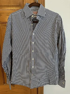 Thomas Pink Slim Fit Mens Shirt 15 38 Blue White Check Cotton • $14