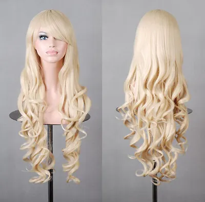 80cm Long Curly Wigs Halloween Cosplay Costume Hair Anime Full Wavy Party Wig • $14.99