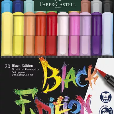 FABER-CASTELL Black Edition Brush Pen - Box Of 20 - NEW • $36.28