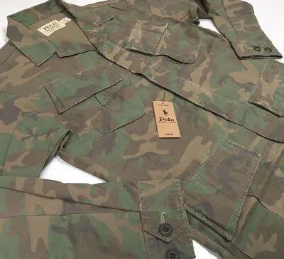 Polo Ralph Lauren Military Army Camo Officer Soldier Camp Overshirt Shirt Jacket • $179.99