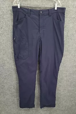 Eddie Bauer Fleece Lined Nylon Winter Pants Mens 38x34 Straight Leg Pockets Blue • $24.99