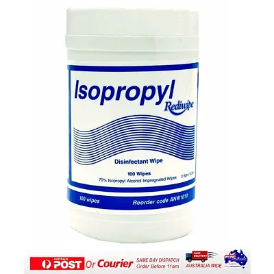 100 Wipes REDIWIPE 70% Isopropyl Alcohol Large Surface Wipe 31.5x14.3cm ISOWIPE • $12.90