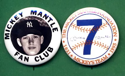 1952 STYLE Mickey Mantle Foundation + ROOKIE  Fan Club  RP *PINs* (2) • $9.95