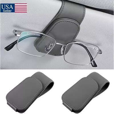 2Pcs Car Sun Visor Leather Glasses Sunglasses Card Ticket Holder Clip Magnetic • $8.63