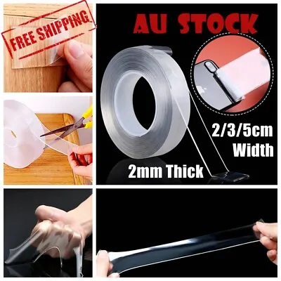 Double Sided Nano Tape Transparent Reusable Strong Adhesive Washable Traceless • $5.49