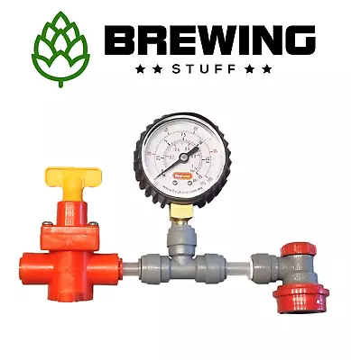 £22.50 • Buy KegLand Spunding Valve + 0-15 PSI Gauge + Disconnect Blowtie Corny Push Fit 8mm