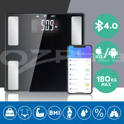 Everfit Body Fat Bathroom Scale Wireless Bluetooth Health Analyse Home Gym 180KG • $31.95