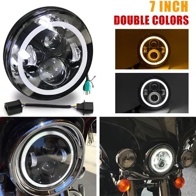 Universal 7'' E9 Motorcycle Motorbike Headlight LED Front H4 Hi/Lo Halo Headlamp • £18.39