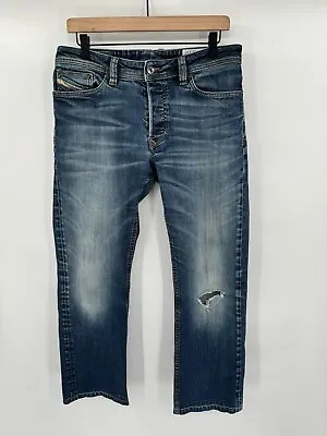 Diesel Jeans Mens 32x28 Blue Viker Stretch Denim Button Fly Distressed • $29.74