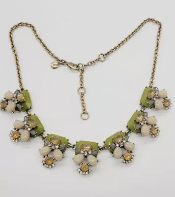 J Crew Necklace Green Apple Multicolored Rhinestone Statement Runway Chunky 21  • $36.44