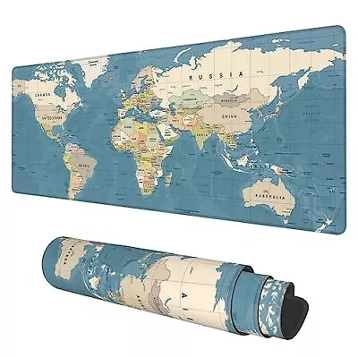 Desk Mat Blue Vintage World Map Extended Gaming Mouse Pad Large 31.5 X11.8  B... • $26.83