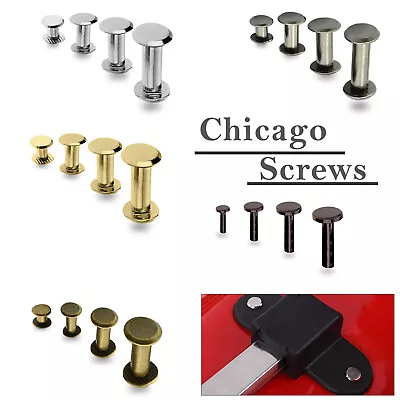 £6.09 • Buy 10-50pcs Brass Leather Belt Wallet Chicago Screw Nail Stud Bind Rivet Binding