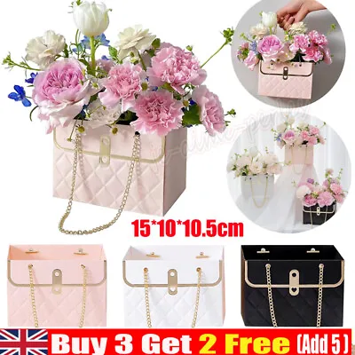 £3.67 • Buy Flower Paper Box Bouquet Cylinder Portable Bucket Storage Florist Bag Handbag UK