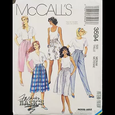 Vintage McCall's Fashion Basics Skirt/Culotte/Pants Pattern #3594 Size MD UNCUT • $8.99