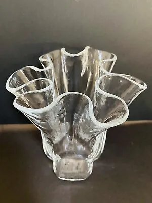 Muurla Handmade Glass Finland Textured Freeform Handkerchief Vase  6 1/2 • $28