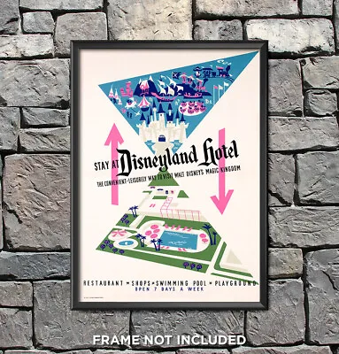 Disneyland Hotel Ad Poster Print Wall Art Decor Monorail Disney Decor Art 3803 • $29.95