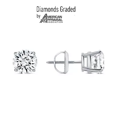 1.00 Carat TW Real Natural Round Diamond Solitaire Stud Earrings  14k White Gold • $549