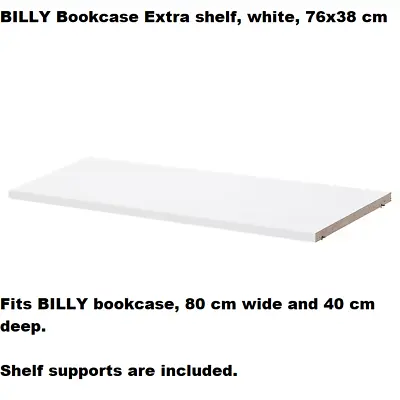 IKEA BILLY Bookcase Extra Shelf White 76x38cm Storage Organiser Book Shelves NEW • £39.91