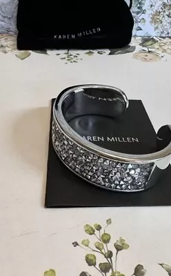 Karen Millen Silver Crystals Cuff Bracelet In Bag 75 G (USED) • £45