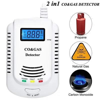 2 In 1 Gas Detector Natural Gas/Methane/Propane/CO Alarm Leak Sensor Detector • $24.98
