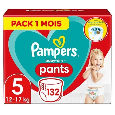 $59.95 • Buy Pampers Baby-Dry Nappy Pants Size 5, 132 Nappy Pants, 12-17kg Monthly Pack