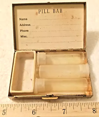 Vtg. Pill Bar Box W/ Insert Bottles Mother Of Pearl? • $15.99