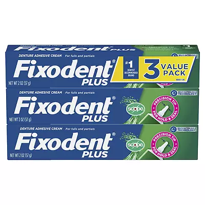 (Pack Of 3) Fixodent Plus Scope Denture Adhesive Precision Hold 2 Oz| Free Ship • $13.89