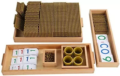 Adena Montessori Golden Beads Materials Decimal System Bank Game Mathematics Mat • $151