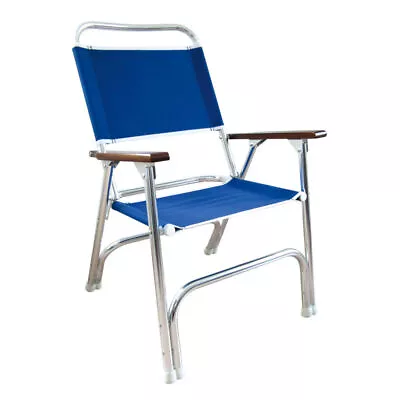 Offshore High Back Deluxe Folding Deck Chair Blue For Boat Yacht Marine Grade • $72.62