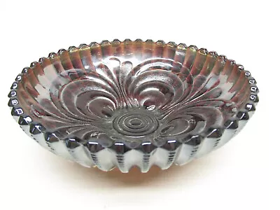 $29.99 • Buy Imperial Amethyst Carnival Glass Bowl Scroll Embossed File Zipper Antique 7.25 