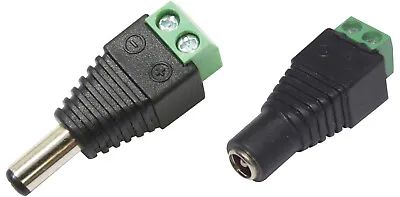 Pair DC Socket Plug To Screw Terminal Connectors 2.1mm X 5.5mm CCTV Adapter • £4.45