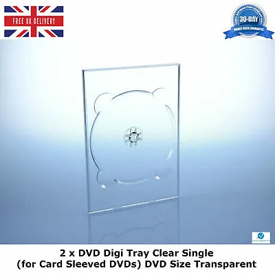 2 X DVD Digi Tray Clear Single (for Card Sleeved DVDs) DVD Size Transparent New • £4.99